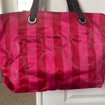 Victoria's Secret NEW Victoria’s Secret Tote Bag Pink & Red Striped Faux Satin Lined Photo 1