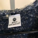 Jessica McClintock  EUC Women's Blue Plaid Metallic Boucle Cape Poncho One Size Photo 2