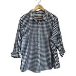L.L.Bean Wrinkle Free Oxford Shirt 2X Plus Navy Plaid Long Sleeve Cotton Blue Size XXL Photo 1