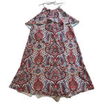 Finders Keepers Finder Keepers Multicolor Red Henna Print Tie-Back Mini‎ Dress Ruffle Small Photo 0