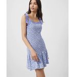 French Connection NWT Peony Doria Ruched Dress In Paradiso Blue Multi Photo 4