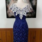 Gorgeous Vintage 90s Scott McClintock Brocade Cocktail Dress! Blue Size 8 Photo 0