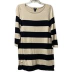 H&M Striped Sweater Dress Tan Black Womens Sz Medium Knee Length Long Sleeve Photo 1