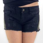 Bongo Black Low Rise Distressed Jeweled Raw Hem Cut Off Shorts Photo 9
