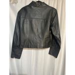 Womens Black Leather Jacket With Zip Front & Pockets By Saguaro Size M Size M Photo 5