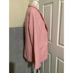 H&M  Pink Textured Tweed Blazer Jacket Gold Buttons Oversized Women Medium Photo 3