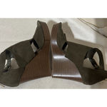 Parker & Sky  Wedges Womens Size 6 Olive Green Suede High Heels Peep toe Photo 4