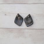 Vintage Stud Earrings Dark Grey with Gems Retro Statement Gray Photo 3