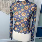 Minga London Sheer Blue Purple Sunflower Floral Long Photo 0