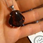 Swarovski Smoked Topaz Crystal Shield Sterling Silver Pendant Necklace Photo 1
