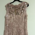 Tadashi Shoji  Pink Sequin Illusion Lace Dress blush mauve size 14 sleeveless Photo 8