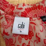 CAbi NWOT Coral Semi Sheer Cut Out Back Cowl Neck Floral Sleeveless Blouse Photo 3
