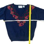 Portraits Northern Isles Vintage Knit Sweater Floral Paisley Embroidered Large Blue Photo 5