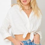 Billabong Sunset Sessions nubby gauze cropped tie-front button shirt size S Photo 0