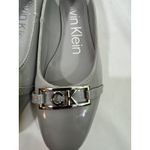 Calvin Klein  Women Patent Leather Ballet Flats Silver CK Logo Buckle Gray Size 8 Photo 5