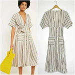 Free People  Women’s Monday Stripe Midi Dress Linen Cotton Size Small Photo 1