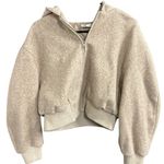 ZARA small cropped Tan Zip-Up Hoodie Photo 1