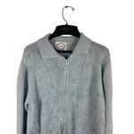 VTG Stitches In Time Women’s M Blue Floral Embroidered Zip Up Cardigan Sweater Size M Photo 1