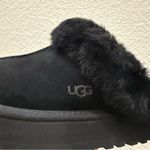 UGG  Disquette Black Suede Leather Plush Sheepskin Platform Slippers Size 8 Photo 12