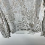 Lucky Brand Mosaic Paisley Print Pullover Sweater Size Small Chiffon Hem Gray Photo 2