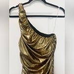 Lulus NWT  Reflections Of Style Shiny Gold One-Shoulder Bodycon Mini Dress Photo 4