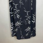 Vintage Floral Dress Rayon Black Leafy Momcore Short Sleeves Back Waist Tie 00s Size 14 Photo 9