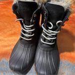 Sperry Saltwater Black Waterproof Duck Boots Faux Fur Trim size 7 Photo 5