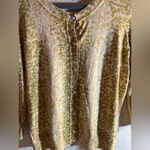 Talbots cardigan sweater, minimalist style with chartreuse animal pattern Photo 4