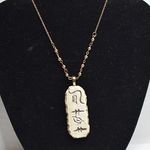 Source Unknown Unique Signed Egyption Hieroglyphics Stone Gold Tone Pendant Necklace Photo 0