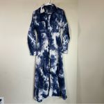 Line and Dot  Women's Long Sleeve Maxi Dress‎ Tie dye Small Blue White Photo 11