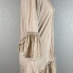 Gretty Zueger Womens Button Ruffle Jacket Top Size Medium Beige Lagenlook Photo 5