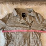 Me Jane  eyelet asymmetrical zip front jacket inner draw cord taupe size small Photo 4