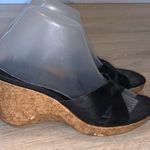 Nine & Co. black leather cork wedges Photo 3