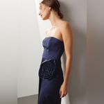 Ronny Kobo Pradova Navy Blue Strapless Rosette Formal Dress Large Photo 4