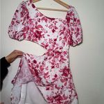 Floral Pink Cutout Dress White Size M Photo 2