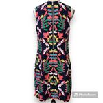 Crown & Ivy  size 6 neon dragonfly shift dress sleeveless zips up back lined Photo 9