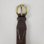 Mens Genuine Leather Belt 34 Brown Basket Weave Braided Solid Brass Buckle Photo 3