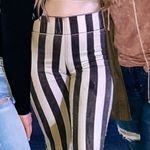 Blank Paige Black and White Striped High-Rise Flare Jeans Photo 0