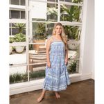 Azure nwt  soirée maxi dress block printed belted beautiful dress blue L Photo 1