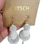 NWT Kitsch White Mesh & Crochet Tiered Round Ball Dangle Earrings Photo 7