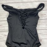 Bar III Solid Lace Up Off-The-Shoulder One-Piece Swimsuit Size M Black New Photo 2