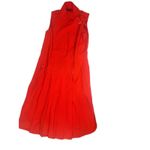 Carlisle Red Sleeveless Dress Pleated Midi Dress Zipper Pockets Size 6 Career Photo 1
