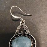 Faux larima dangling silver tone earrings Blue Photo 10