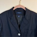 CHAPS Women's Linen Blazer Jacket Size 14 Black Pockets Formal Business Photo 1