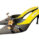 Prada Calzature Donna Adjustable Flower Rhombus Diamond Mule Heels 40 Brown Orange Yellow Photo 2