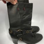Tommy Hilfiger black leather harness boots size 7.5 Photo 0