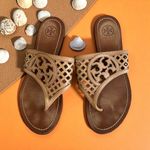 Tory Burch  Tan Leather Logo Sandals Size 7 Photo 0