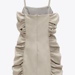ZARA NWT  Faux Leather Draped Bodycon Dress Stone Photo 3