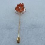 Vintage floral shell sticker pin lapel hat pin Orange Photo 1