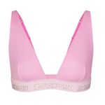SKIMS x Swarovski Cotton Rib Plunge Crystal Bralette Bubble Gum Pink Small NEW Photo 0